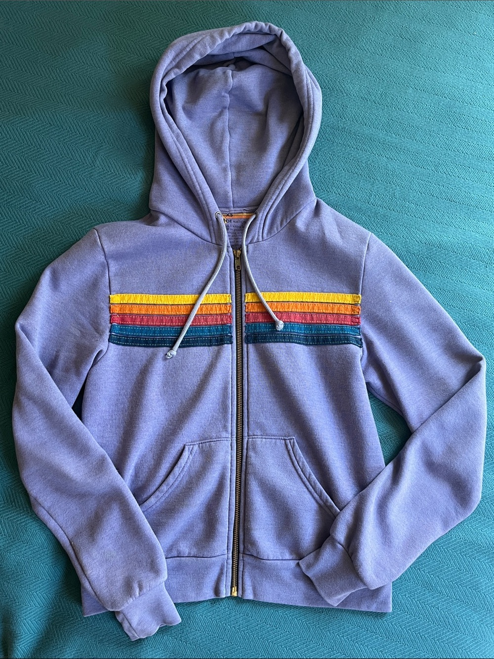 Aviator Nation 5-Stripe Hoodie in Faded Lilac